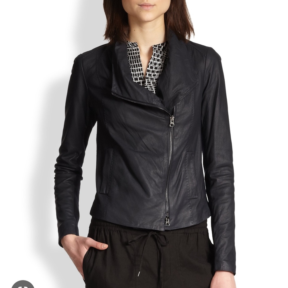 vince paper leather scuba jacket new with tags iron color